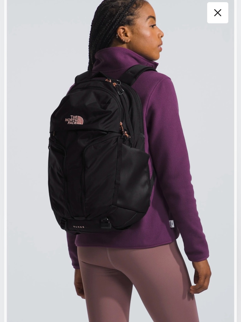 NEW The North Face Women's Surge Backpack, 12" x 6.5" x 19.5", Blk/Rose Gld - Picture 3 of 17
